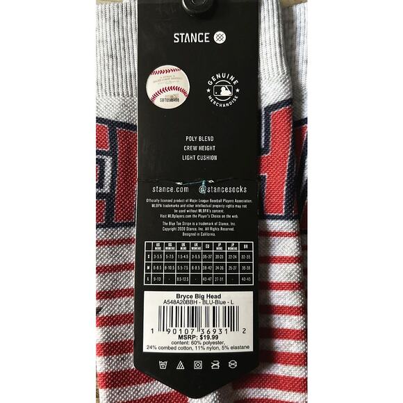NWT Stance Bryce Harper Big Head Crew Socks Men's Large Phillies MLB - Picture 4 of 5